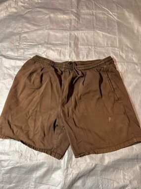 Vintage Crazy Shirts Hawaii Canvas Shorts Mens Large Brown Cotton Drawstring USA
